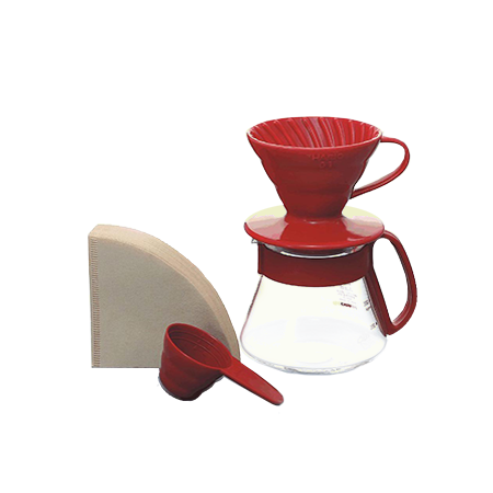 Hario V60 01 300ml Set Coffee Dripper Pot Red