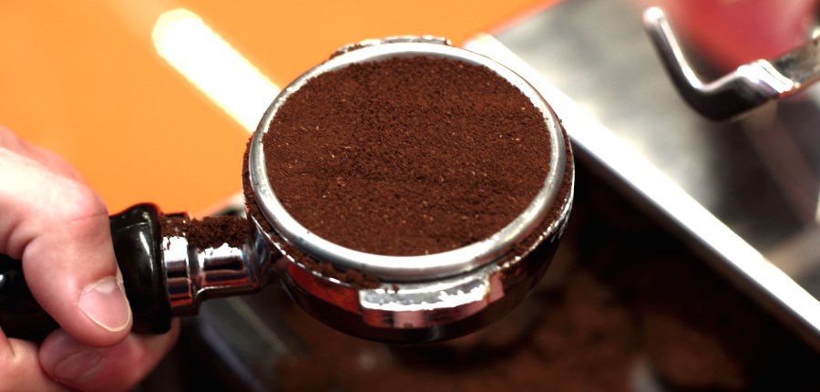 Even the surface of the ground coffee Even the surface of the ground coffee