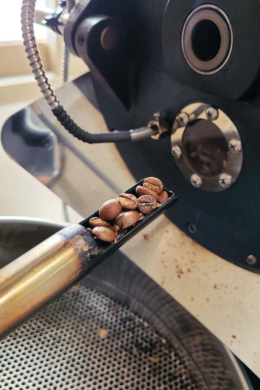 Kontrollschaufel eines Trommelrösters