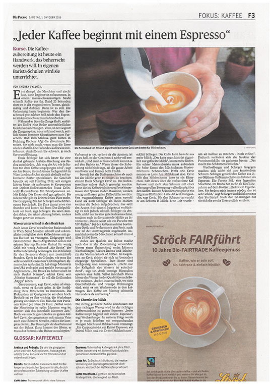 Die Presse - Tag des Kaffees - 01.10.2016